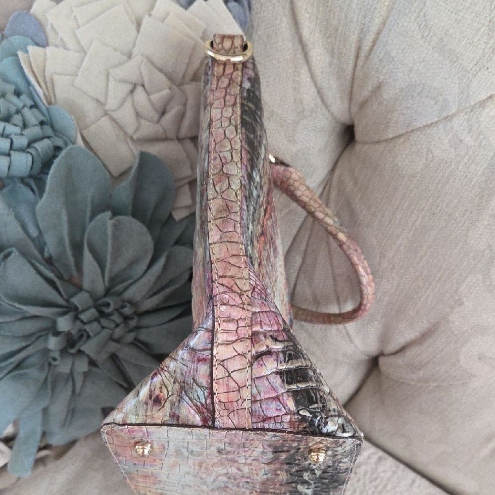 Brahmin Multicolor Learher Croc-Embossed Satchel - Picture 5 of 8